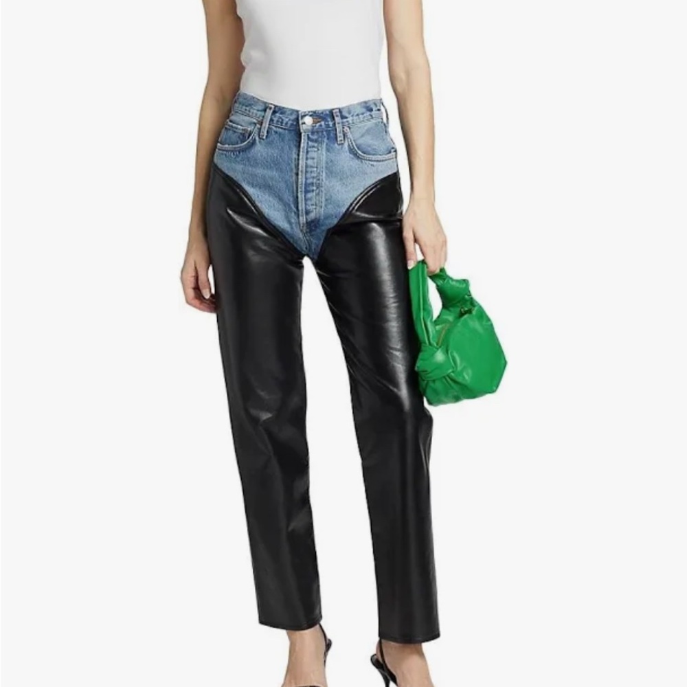 Agolde Black Leather Harley Jeans